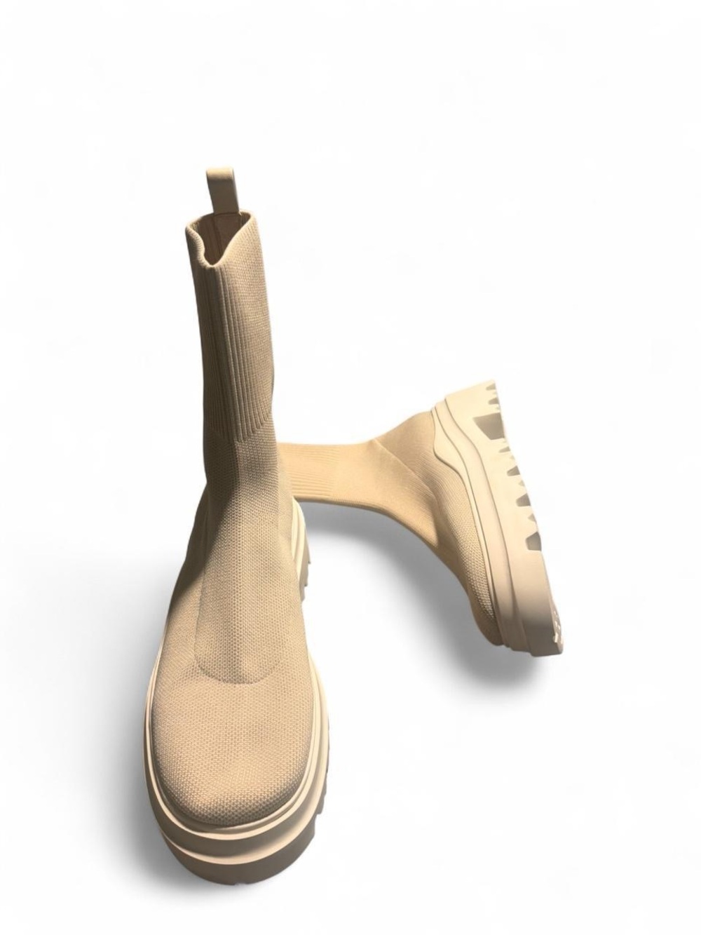 RAYE Cream Knit Chelsea Platform Lug Boots